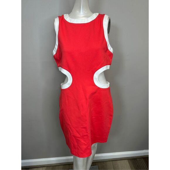 STAUD Dolce Contrast Cut Out Mini Dress Size L $245 - Picture 4 of 9